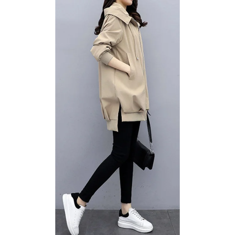 Taneria - Casual Trenchcoat Dames met Trekkoord Capuchon en Oversized Pasvorm