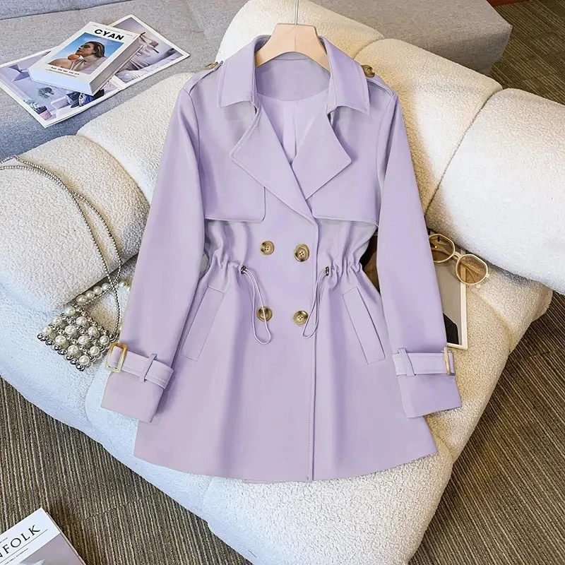 Linetra - Getailleerde Trenchcoat Dames met Verstelbare Taille en Dubbele Knoopsluiting