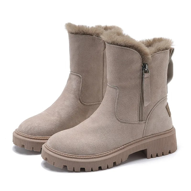 HelloBoots platte antislip leren winterlaarzen met zachte zool en rits