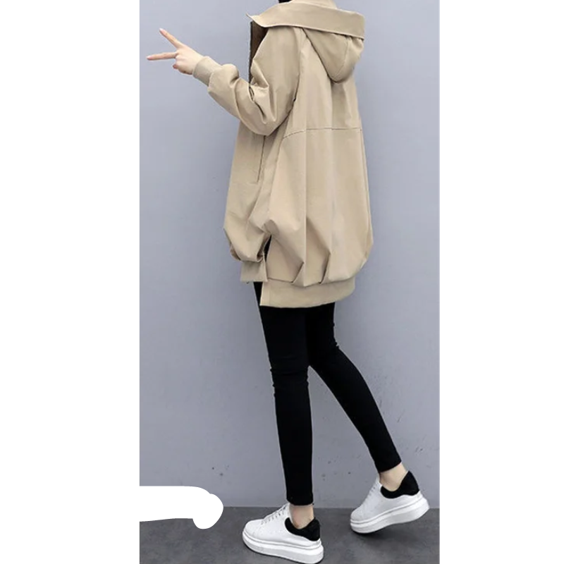 Taneria - Casual Trenchcoat Dames met Trekkoord Capuchon en Oversized Pasvorm