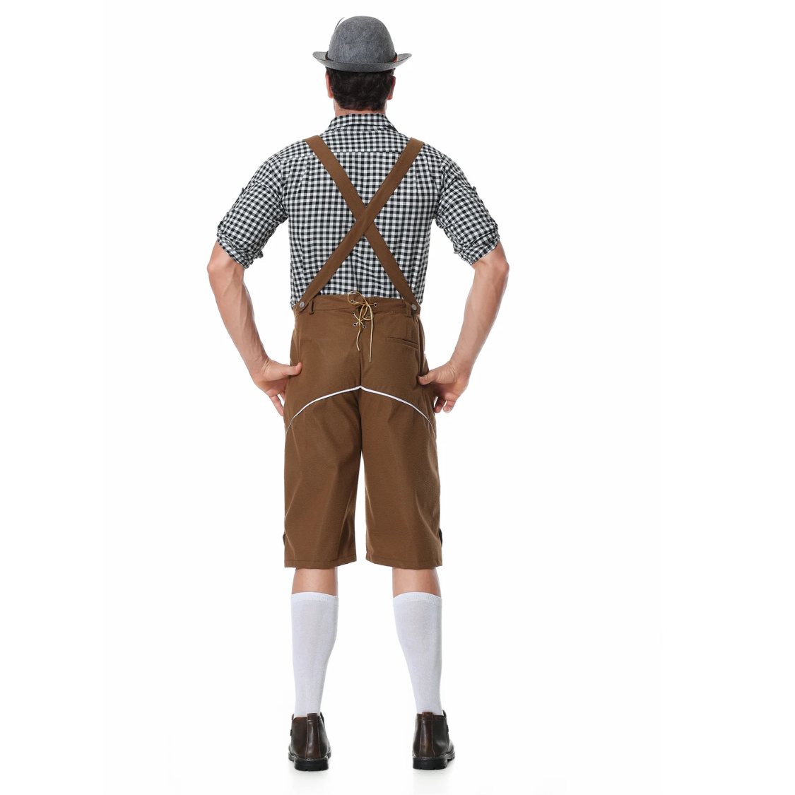 AlpenKr - Set van Heren Lederhosen met Borduursels en Bretels - Feestkleding