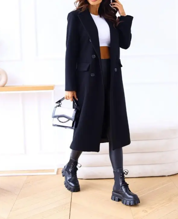 Werkenz - Mantel Jas Dames - Oversized Dubbel Geknoopte Trenchcoat met Zakken