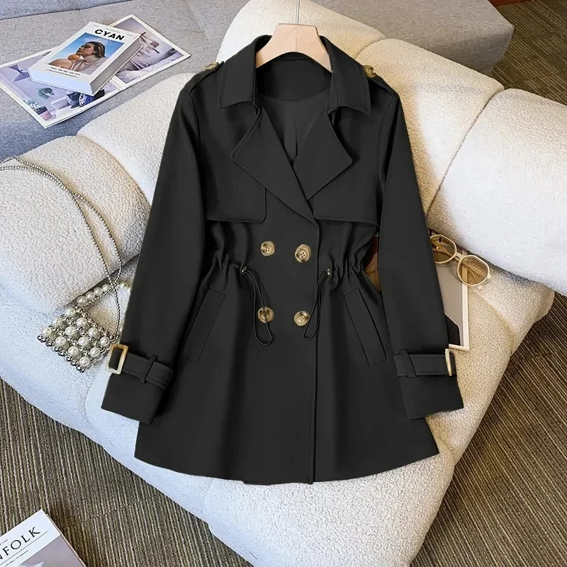 Linetra - Getailleerde Trenchcoat Dames met Verstelbare Taille en Dubbele Knoopsluiting