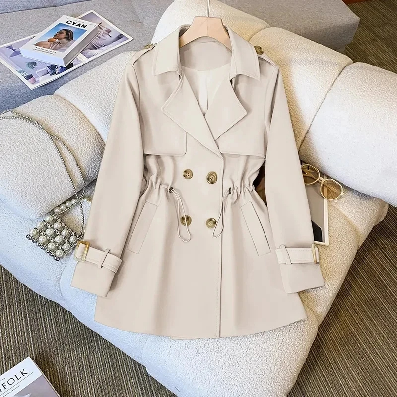 Linetra - Getailleerde Trenchcoat Dames met Verstelbare Taille en Dubbele Knoopsluiting