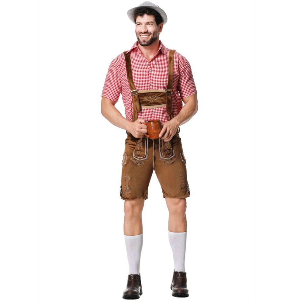 HoutGer - Heren Lederhosen met Shirt en Bretels - Perfect voor Oktoberfest