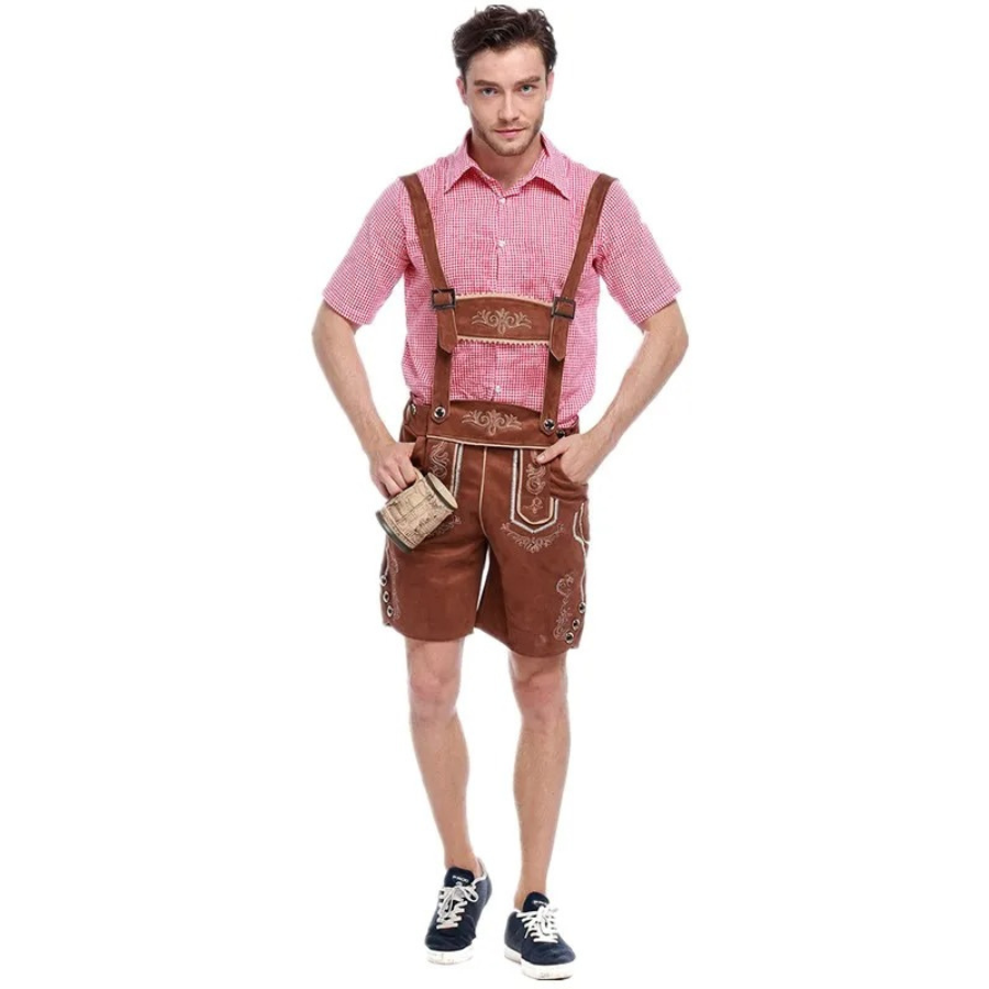 LederAl - Lederhosen Set voor Heren met Overhemd en Bretels - Oktoberfest