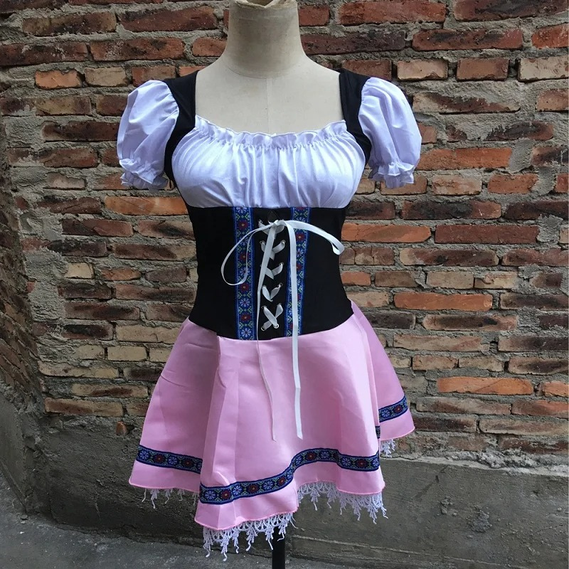 Virland - Dirndl Dames Jurk met Geborduurde Details en Pofmouwen