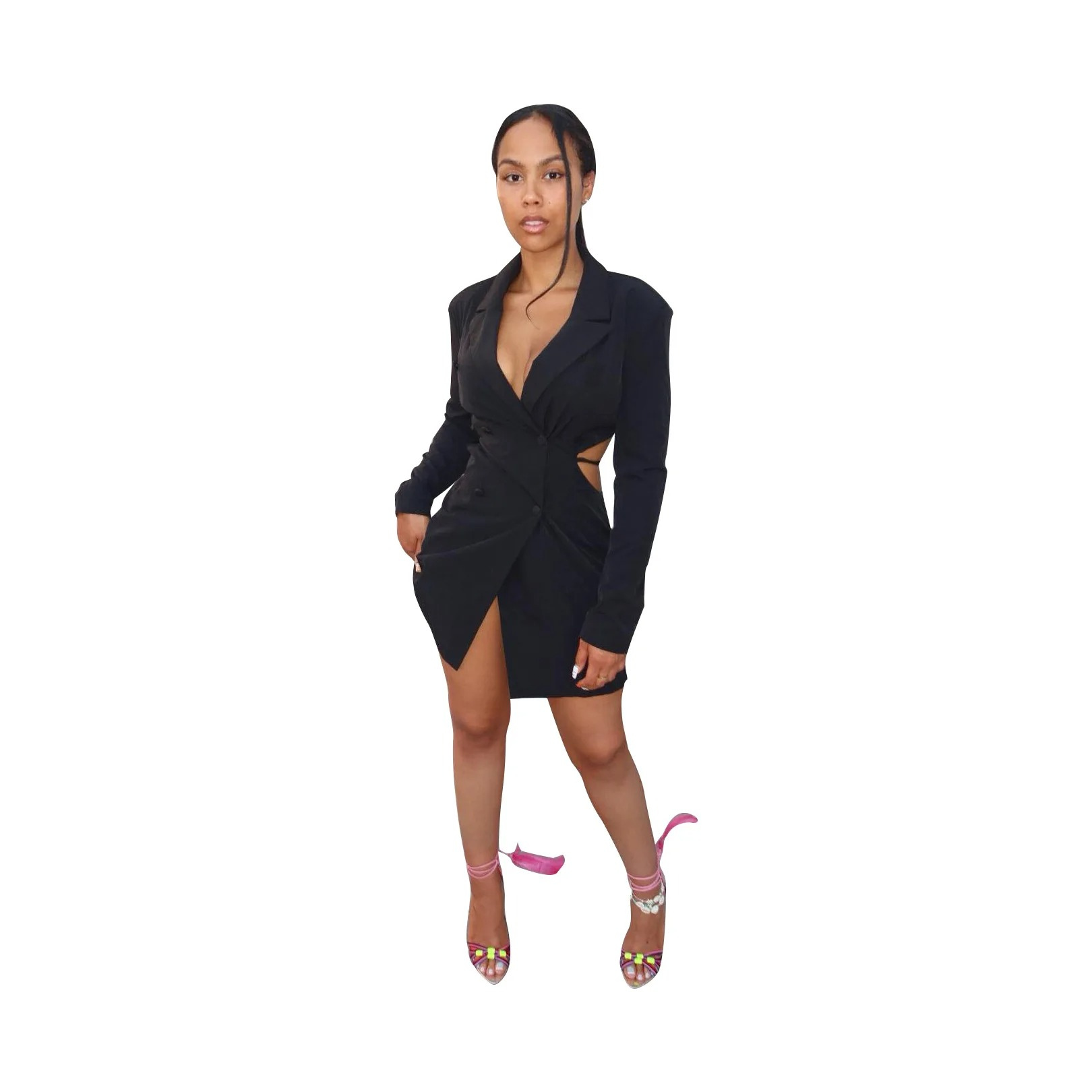 Estique - Blazer Jurk Dames Met Cut-Out Details en Lange Mouwen