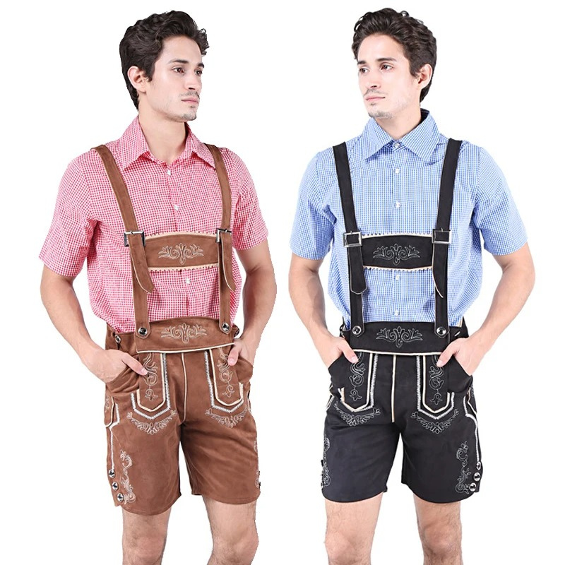 BergHo - Heren Lederhosen Set met Bretels en Overhemd - Traditioneel Kostuum