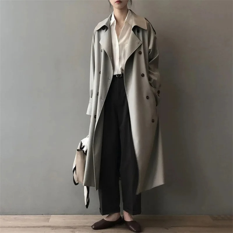 Norelia - Oversized Trenchcoat Dames, Dubbel Geknoopt, Lange Relaxte Pasvorm Damesjas