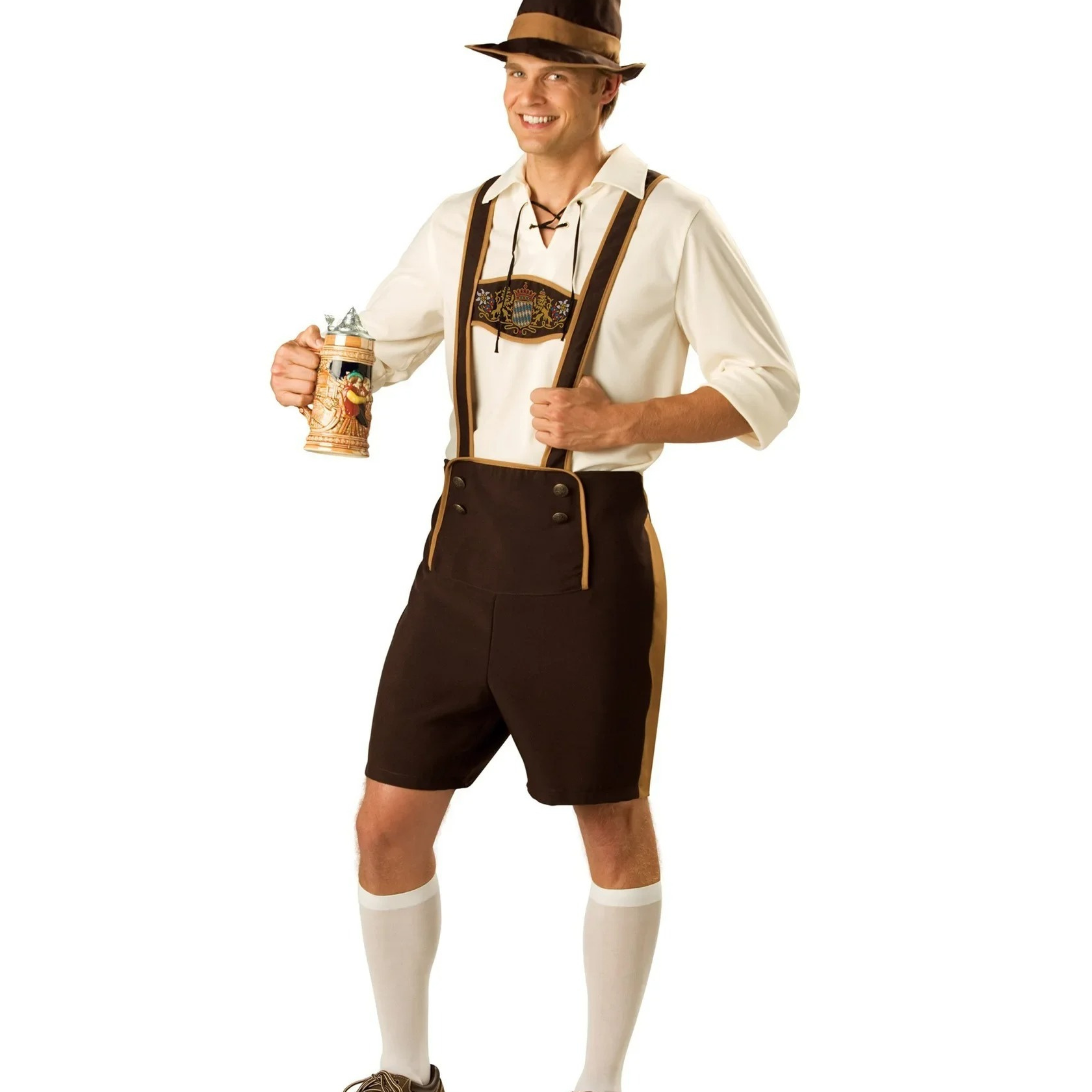 JagerHe - Lederhosen Set voor Heren met Korte Broek - Oktoberfest Kleding