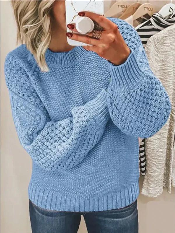 Warmtix - Dames Gebreide Trui met Textuur – Gezellige Lange Mouwen Pullover