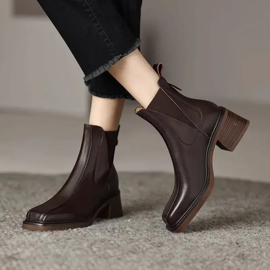 Jasmina - Dames Leren Chelsea Boots met Middelhoge Hak