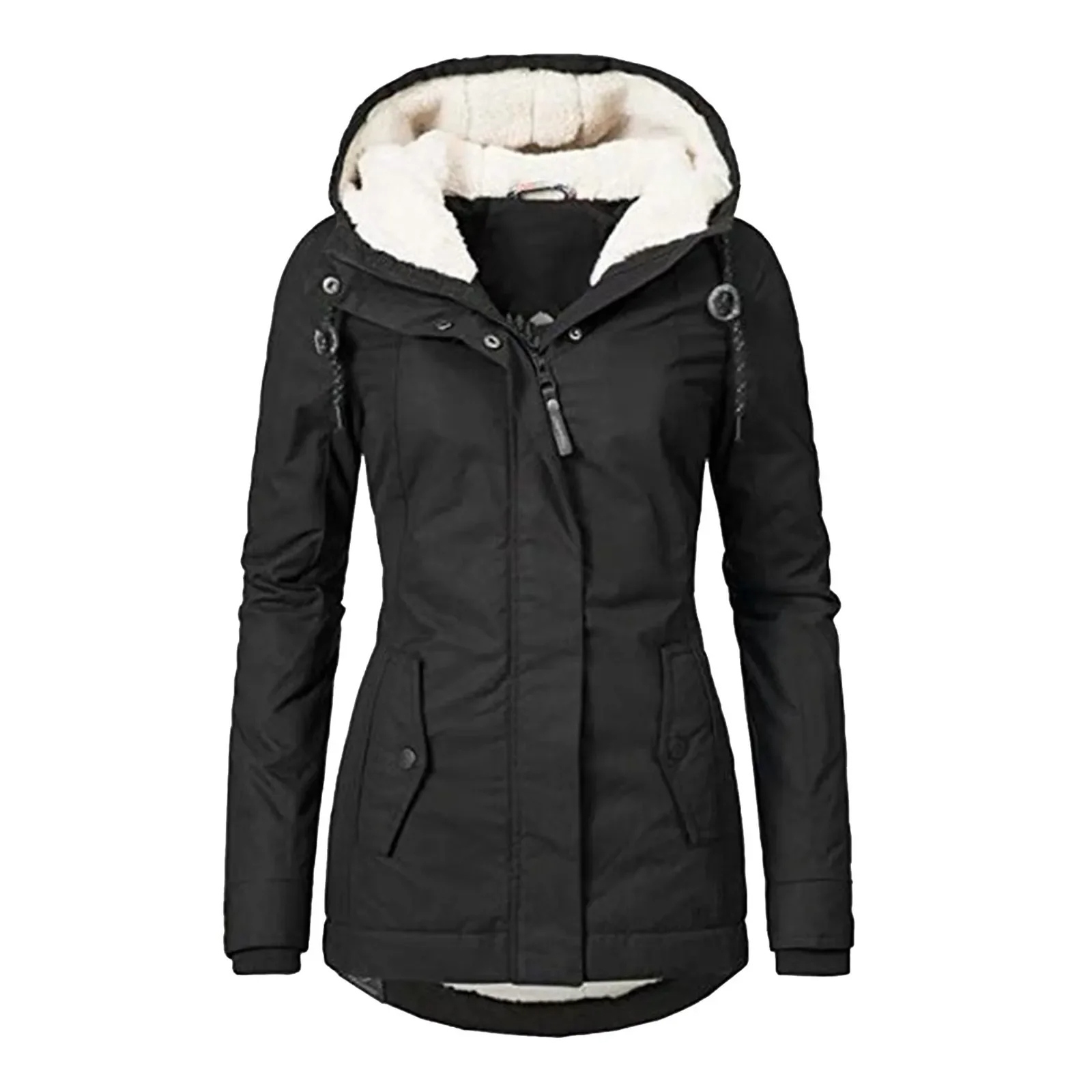 MonAmi Fleece gevoerde parka lange winterjas dames