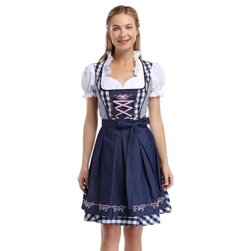 Zindrel - Dirndl Dames Jurk met Geruite Blouse en Geborduurd Schort