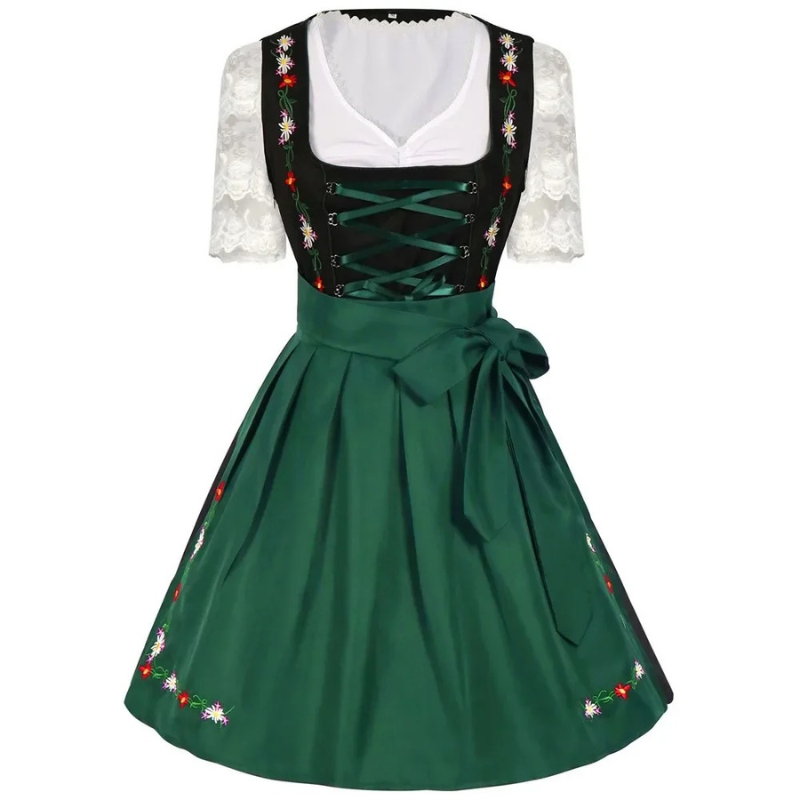 Dirlade - Dirndl Dames Jurk voor Feesten met Striksluiting en Schort