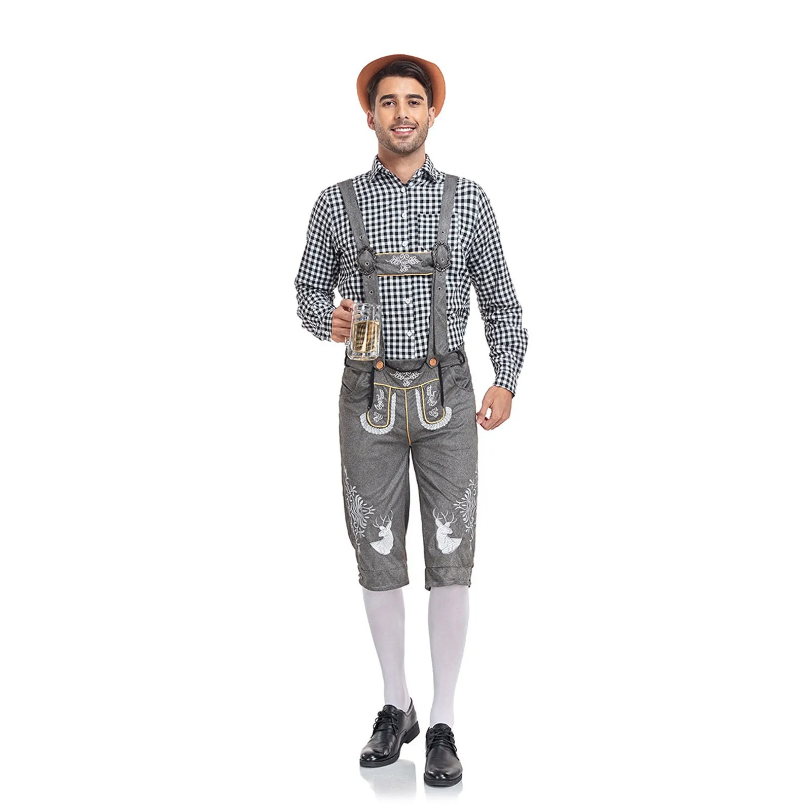 GerLux - Heren Lederhosen Set met Kniebroek en Shirt - Feestkleding