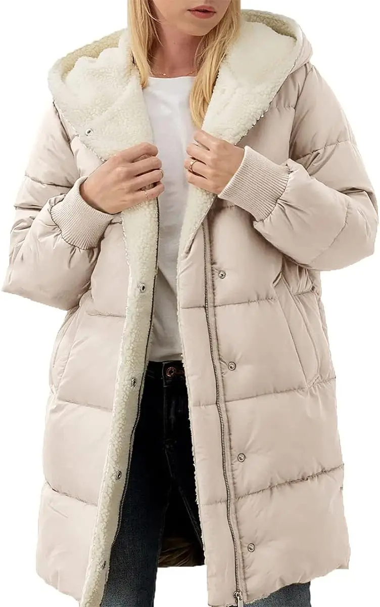 MonAmi Sherpa fleece gevoerde lange winterjas dames