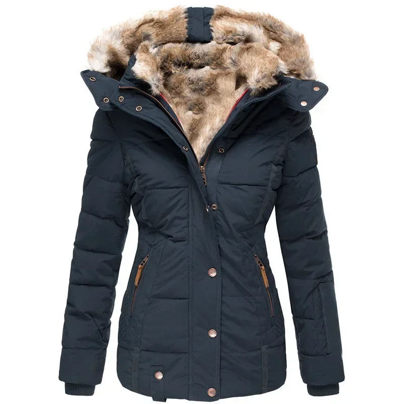 MonAmi zwarte rits fleece lange winterjas dames