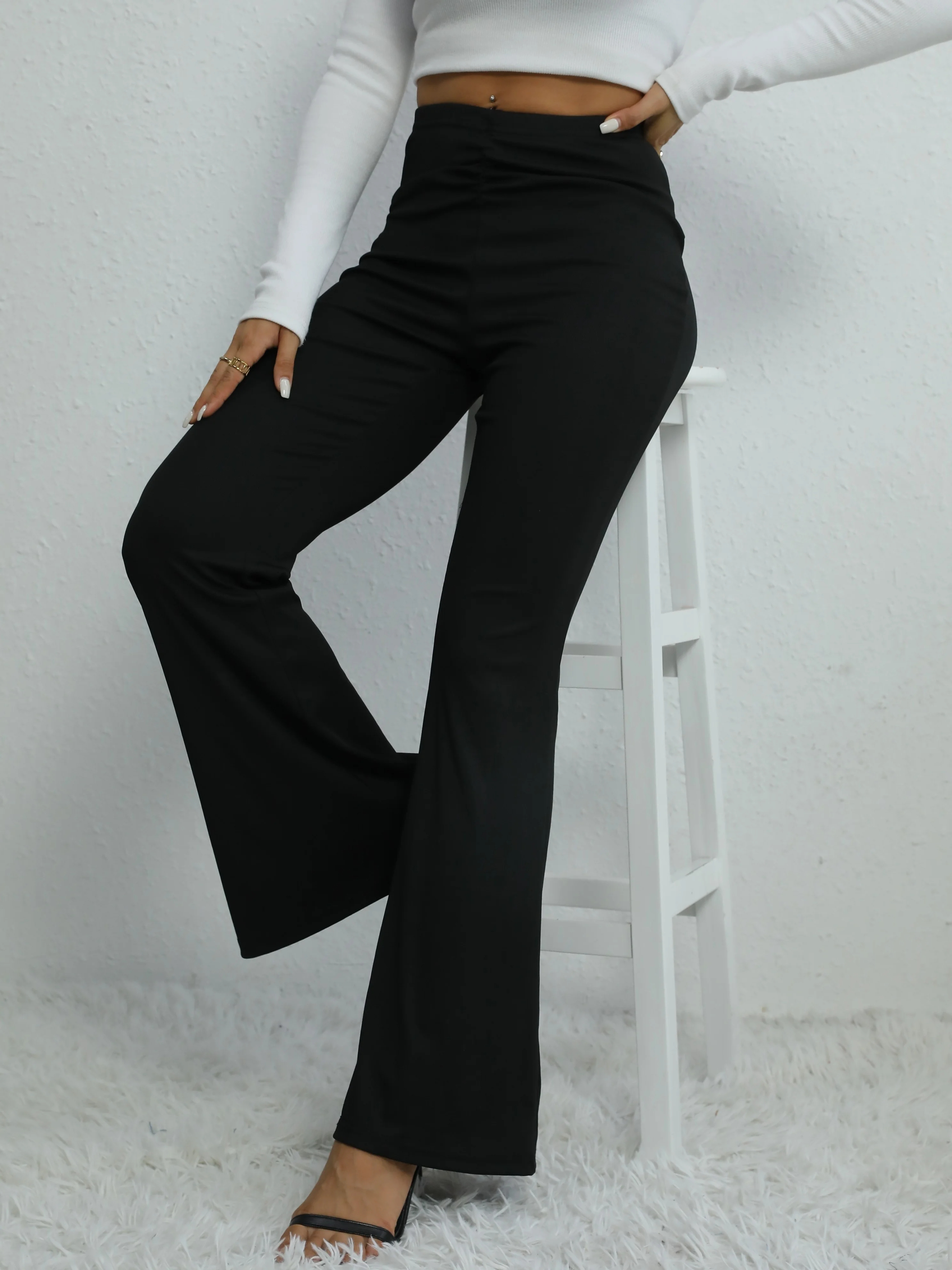 Melviro - Klassieke Flared Broek Dames met Hoge Taille en Stretch