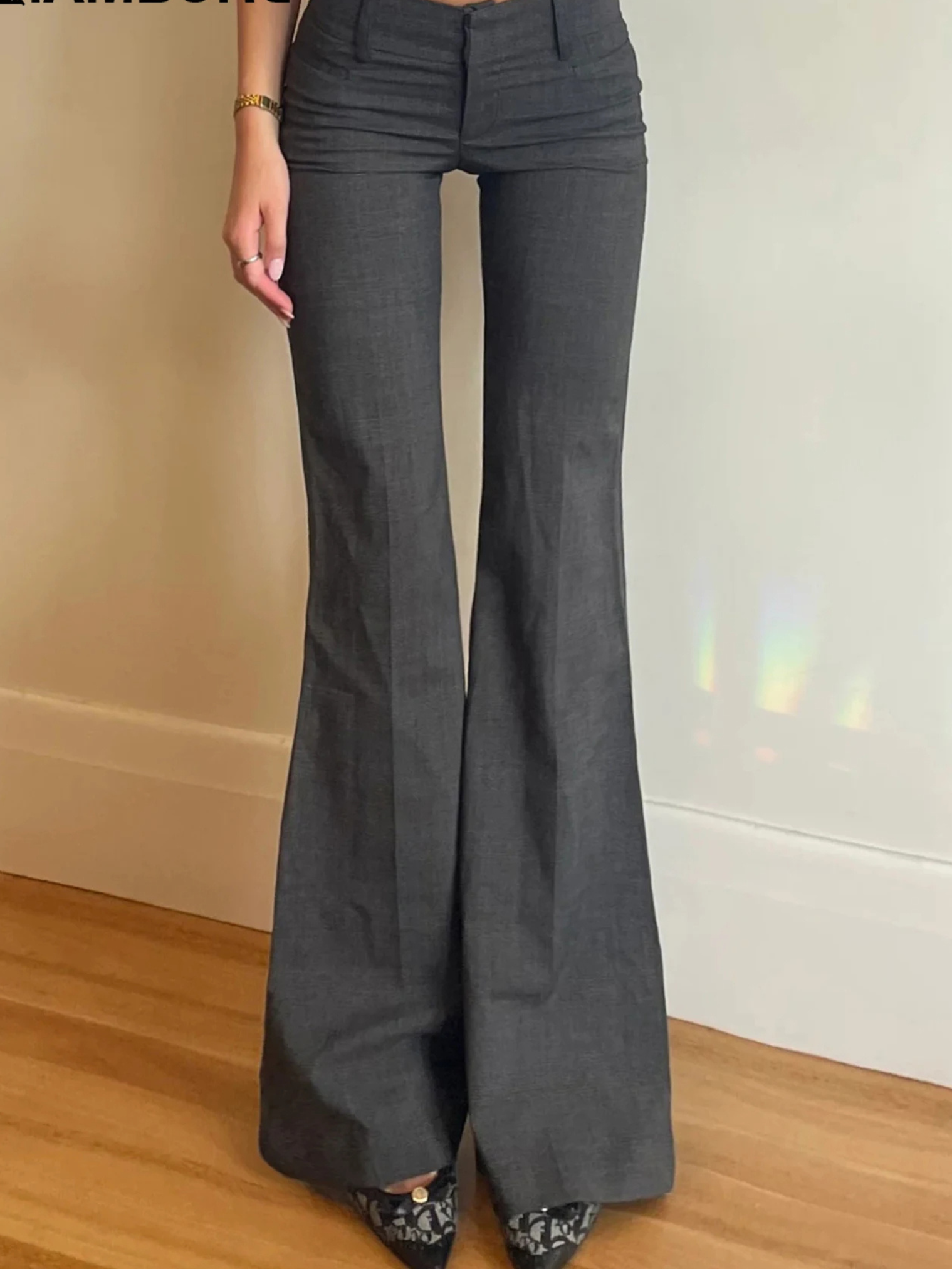 Melvora - Flared Broek Dames Verstelbare Taille Hoog Gesneden Bell Bottoms