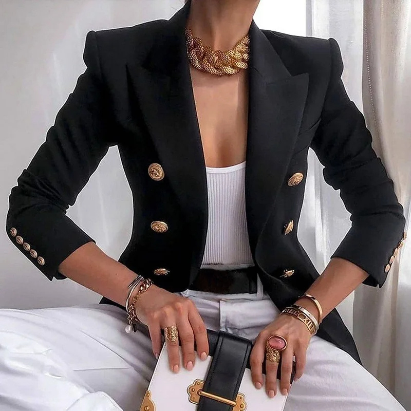 Chiched - Luxe Dames Blazer Met Gouden Knopen - Chic en Elegant