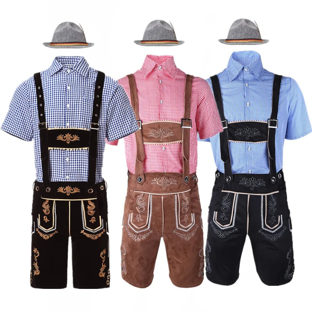 HoutGer - Heren Lederhosen met Shirt en Bretels - Perfect voor Oktoberfest