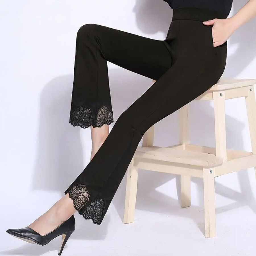 Viloria - Flared Broek Dames Hoog Gesneden Ribstof Casual Bell Bottoms