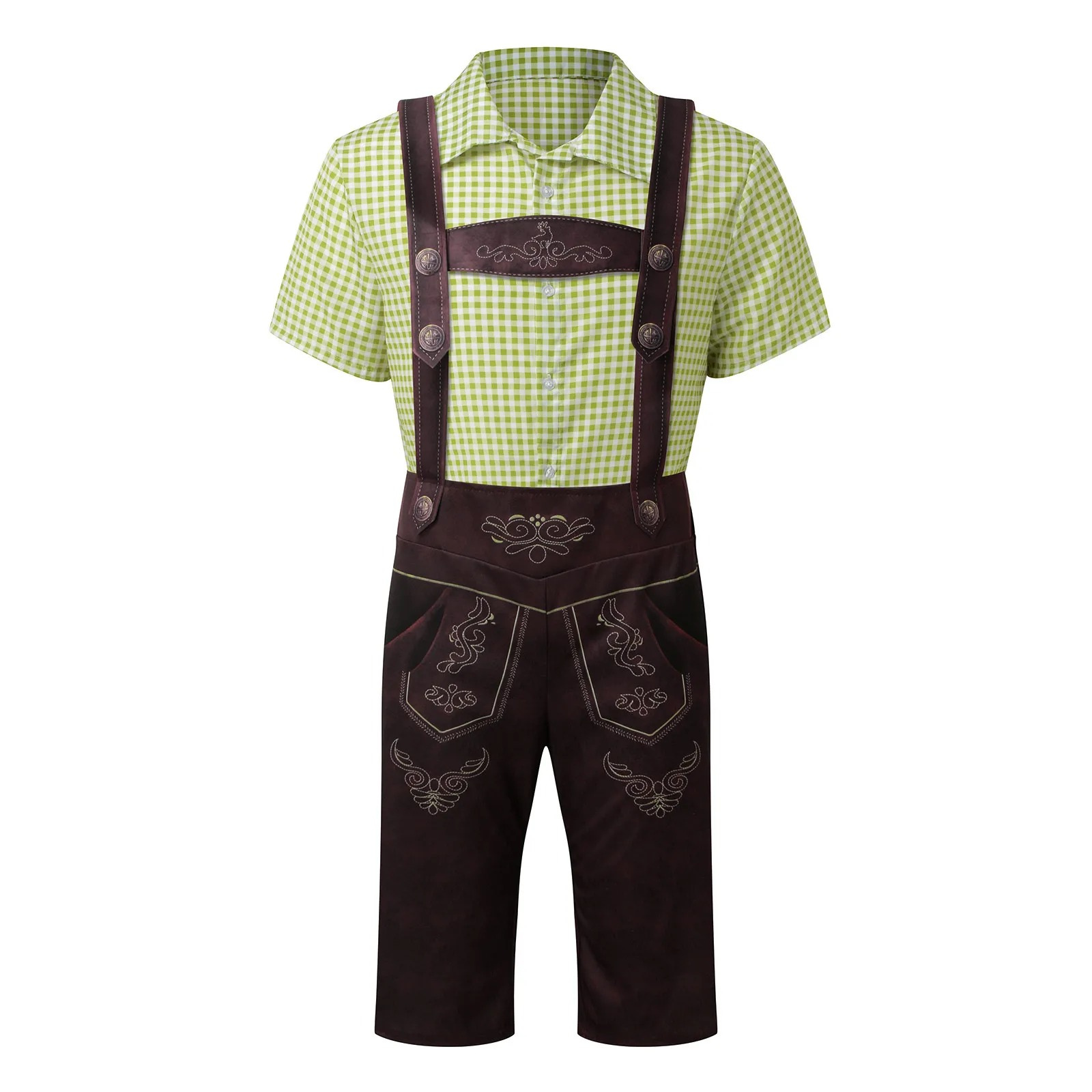 AlpenHo - Traditionele Kinder Lederhosen met Shirt en Borduursels - Beiers Kostuum