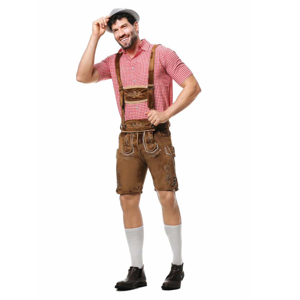 HoutGer - Heren Lederhosen met Shirt en Bretels - Perfect voor Oktoberfest