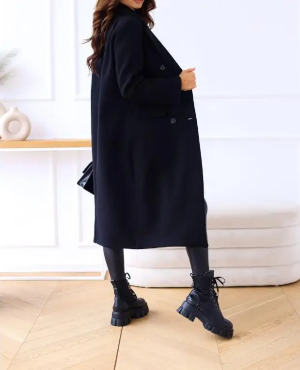 Werkenz - Mantel Jas Dames - Oversized Dubbel Geknoopte Trenchcoat met Zakken