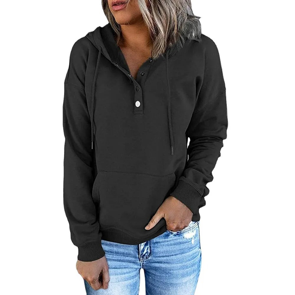 Scarlet Comfort Hoodie met Metalen Knopen