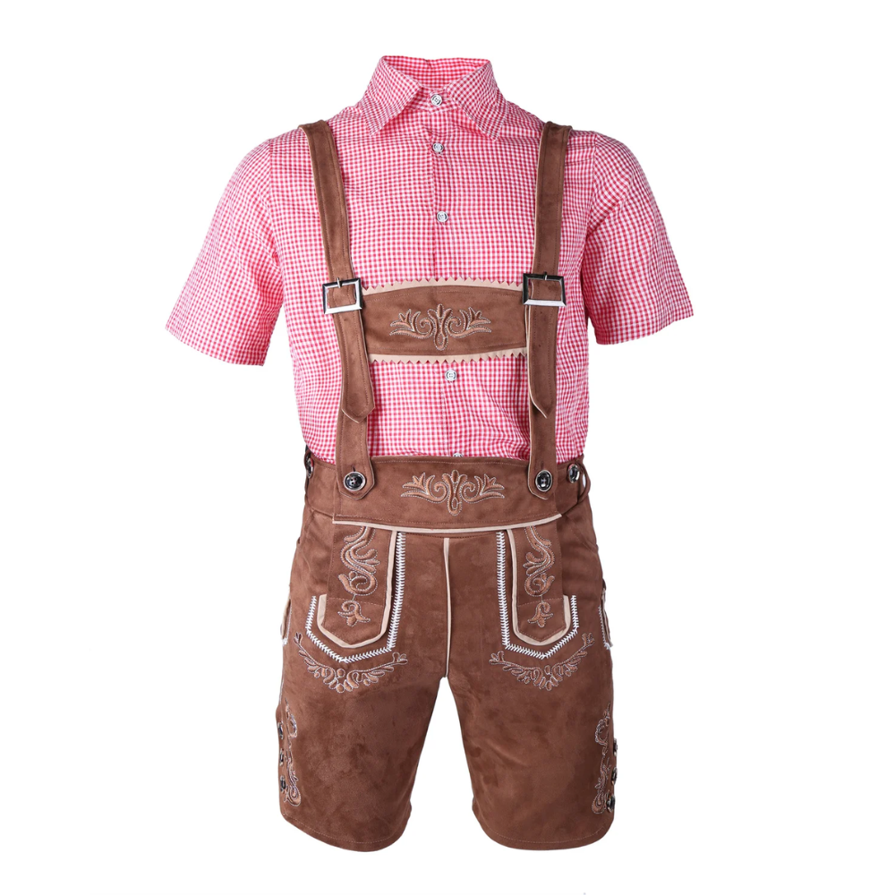 HoutGer - Heren Lederhosen met Shirt en Bretels - Perfect voor Oktoberfest