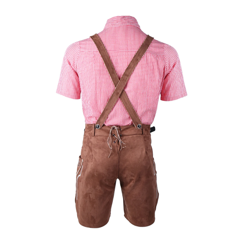 HoutGer - Heren Lederhosen met Shirt en Bretels - Perfect voor Oktoberfest