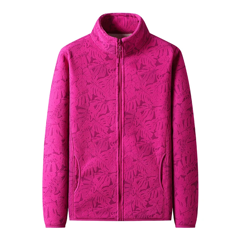 Velwex - Jasje met Bladerprint en Hoge Kraag, Fleece Vest Dames