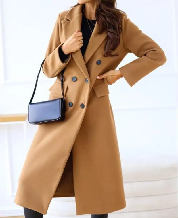 Werkenz - Mantel Jas Dames - Oversized Dubbel Geknoopte Trenchcoat met Zakken