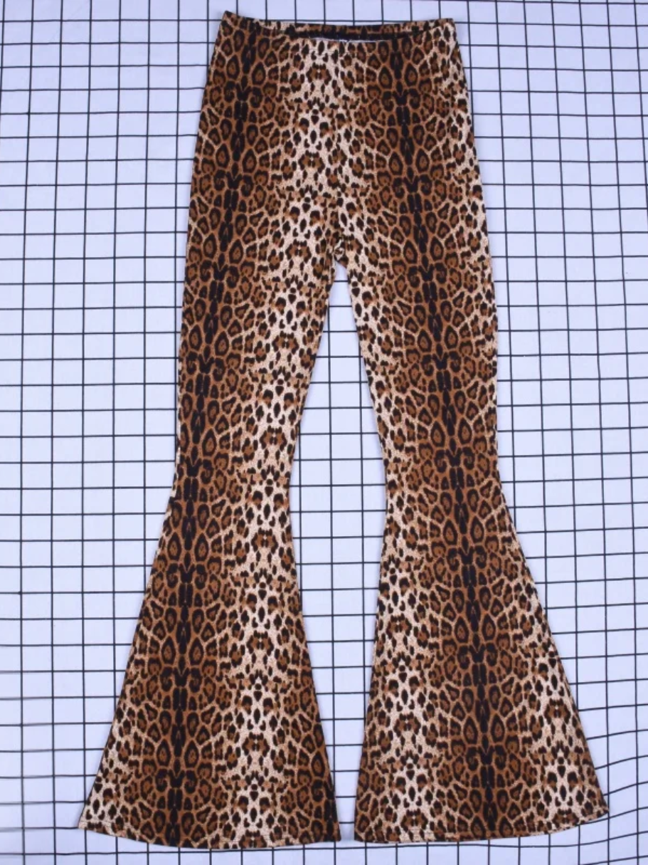 Verossa - Flared Broek Dames met Luipaardprint en Hoge Taille