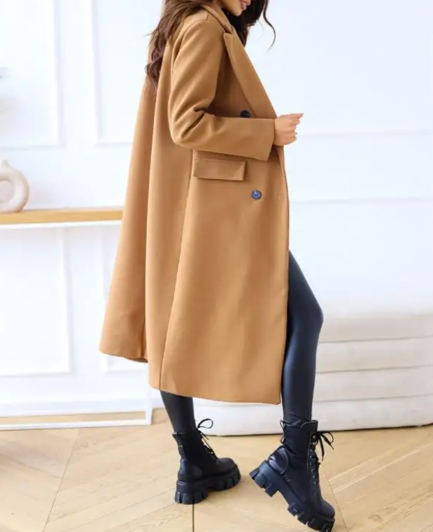 Werkenz - Mantel Jas Dames - Oversized Dubbel Geknoopte Trenchcoat met Zakken