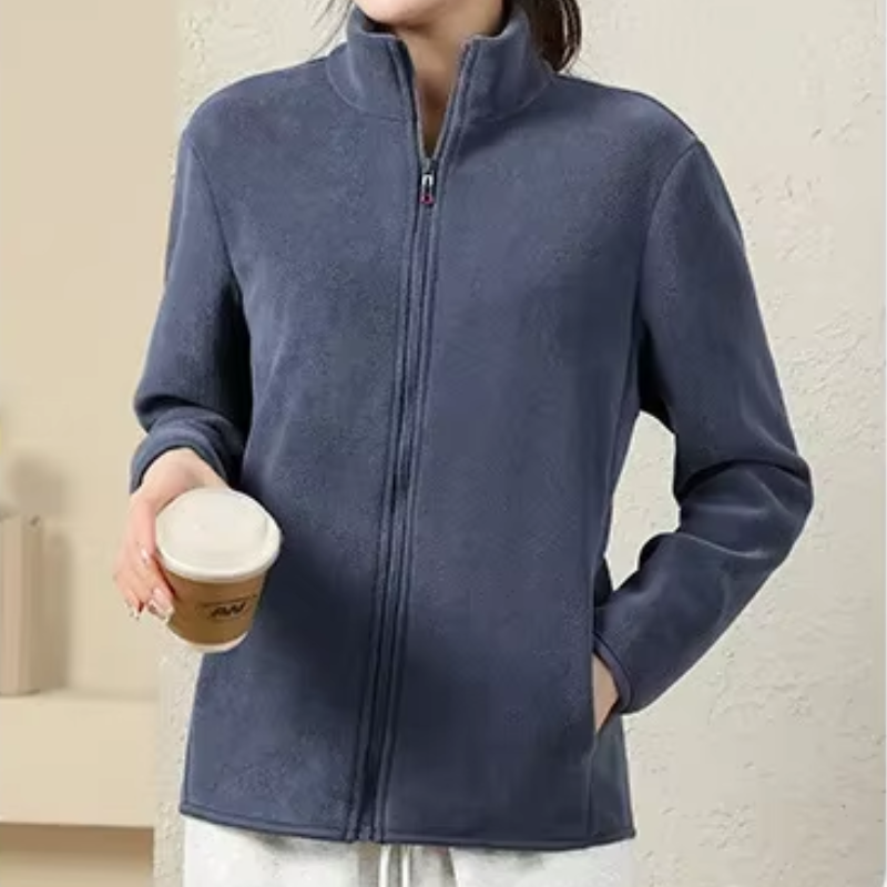 MonAmi fleece vesten dames met omslagkraag en rits