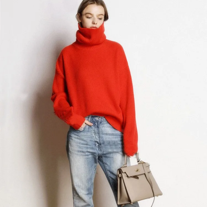 Vilanne - Coltrui Dames, Geribde Gebreide Trui, Oversized Casual