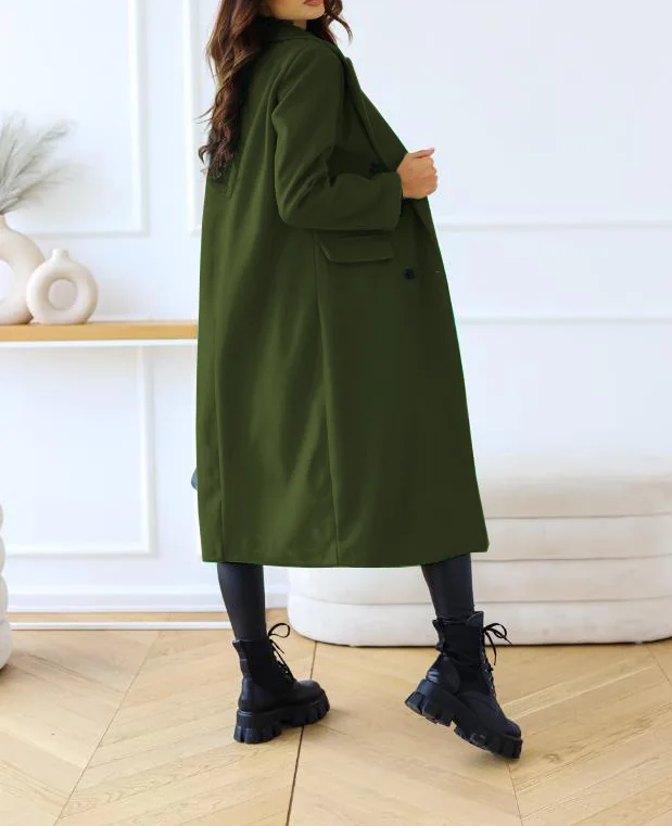 Werkenz - Mantel Jas Dames - Oversized Dubbel Geknoopte Trenchcoat met Zakken