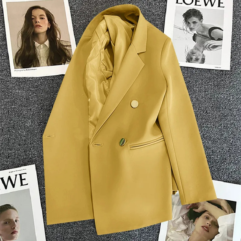 Blazique - Lange Dames Blazer met Gouden Knopen en Dubbele Rij Sluiting