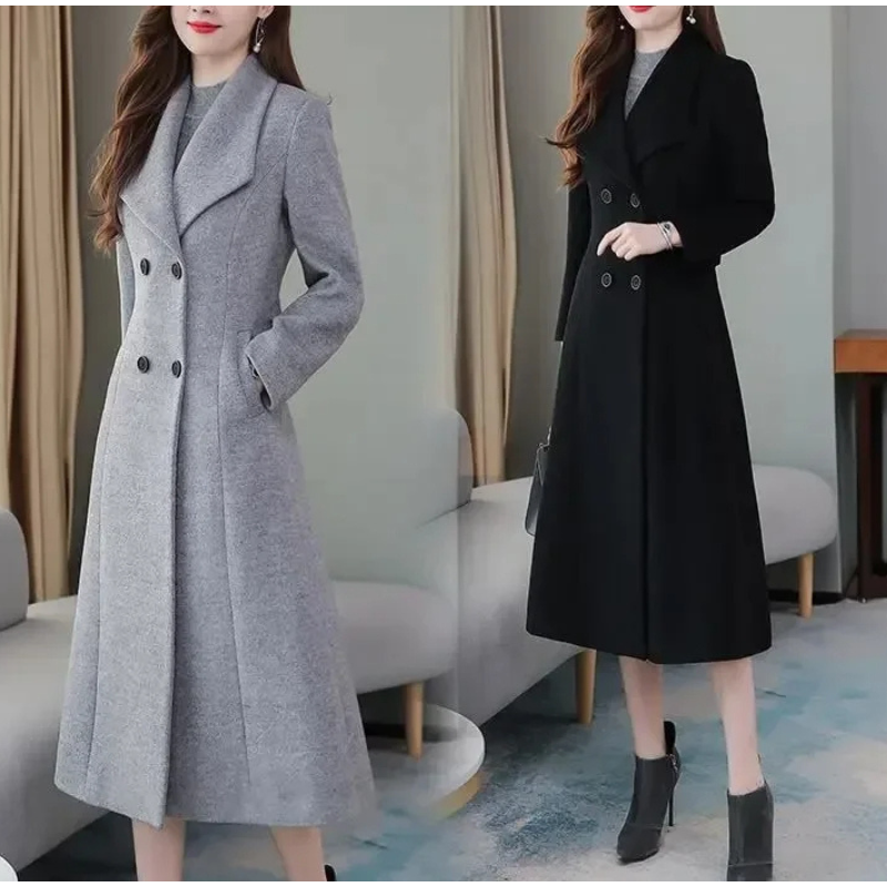 Kledijk - Mantel Jas Dames - Lange Trenchcoat met Knoopsluiting en Klassieke Kraag