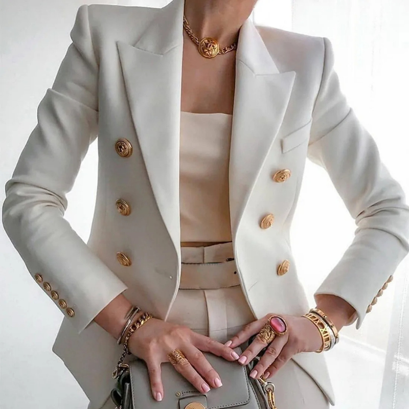 Chiched - Luxe Dames Blazer Met Gouden Knopen - Chic en Elegant