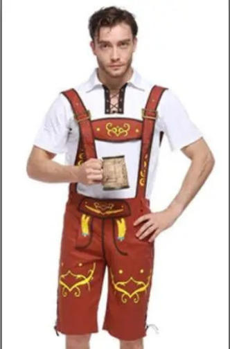 GerLux - Traditionele Korte Lederhosen Heren met Bretels - Perfect voor Feesten