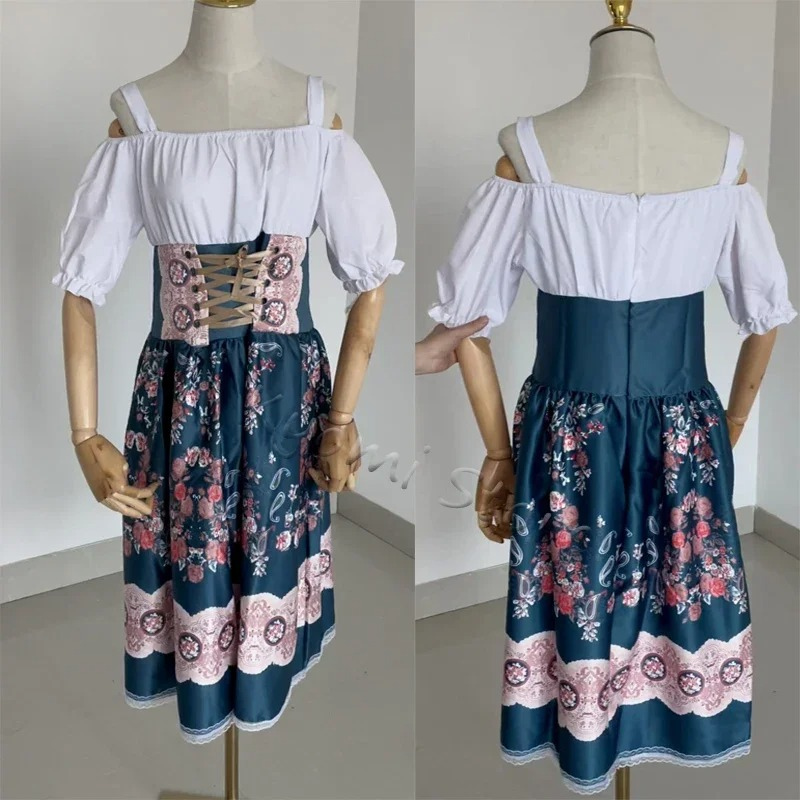 Gindera - Dirndl Dames Jurk voor Feesten met Off-Shoulder Mouwen