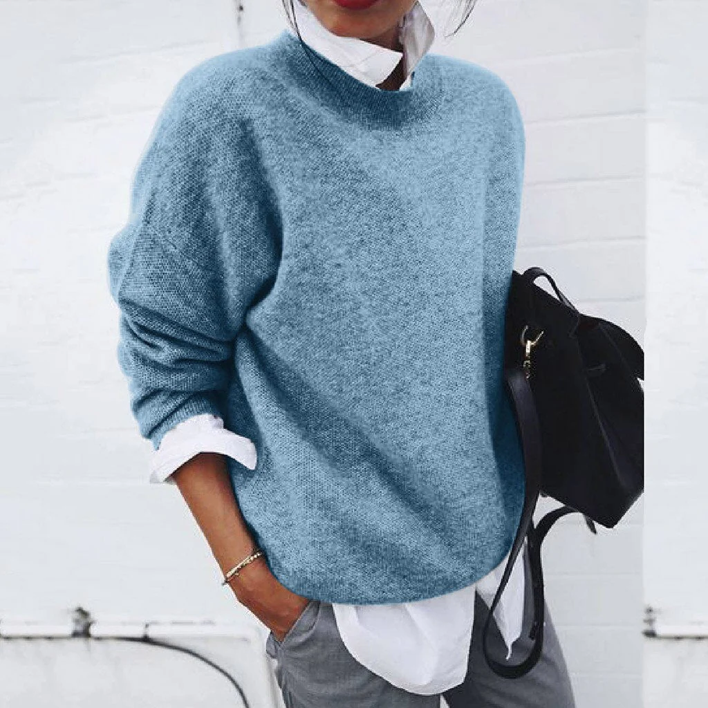 FemNest - Dames Oversized Gebreide Trui – Gezellige Hoge Hals Pullover