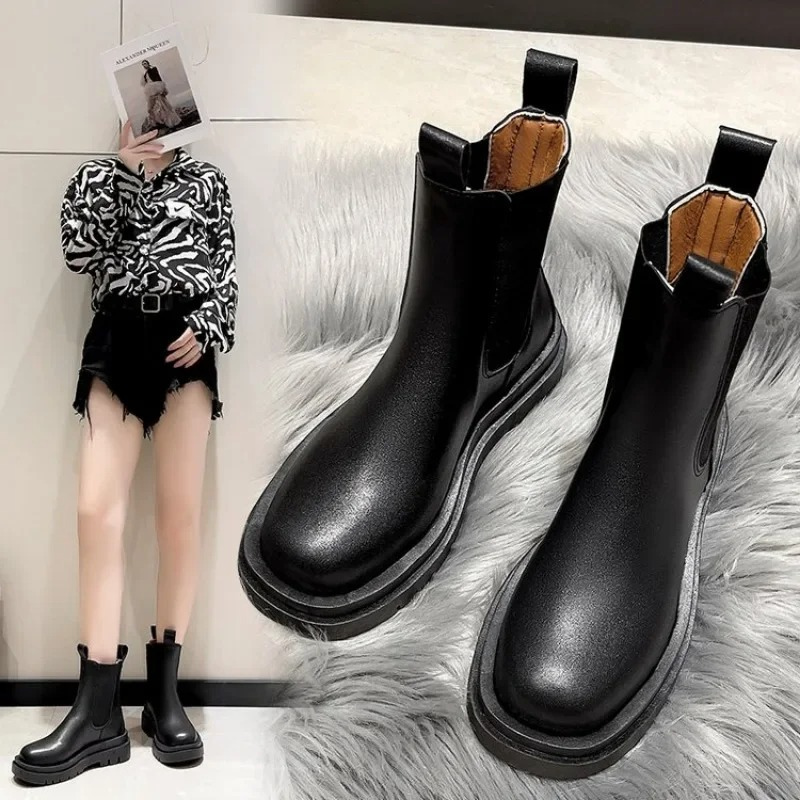 Ornella - Dames Chelsea Boots Gemakkelijk aan te Trekken met Plateauzool