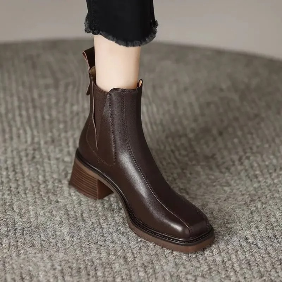 Jasmina - Dames Leren Chelsea Boots met Middelhoge Hak