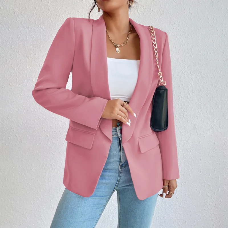 Carvina - Dames Open-Front Blazer, Lange Mouw, Getailleerde Pasvorm, Casual Chic